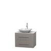 Centra 30 In. Single Vanity in Gray Oak with Solid SurfaceTop with White Carrera Sink and No Mirror