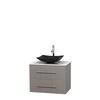 Centra 30 In. Single Vanity in Gray Oak with Solid SurfaceTop with Black Granite Sink and No Mirror