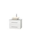 Centra 30 In. Single Vanity in White with White Carrera Top with Bone Porcelain Sink and No Mirror