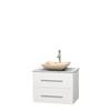 Centra 30 In. Single Vanity in White with White Carrera Top with Ivory Sink and No Mirror