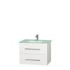 Centra 30 In. Single Vanity in White with Green Glass Top with Square Sink and No Mirror