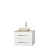 Centra 30 In. Single Vanity in White with Ivory Marble Top with Bone Porcelain Sink and No Mirror