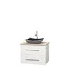 Centra 30 In. Single Vanity in White with Ivory Marble Top with Black Granite Sink and No Mirror