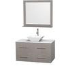 Centra 42 In. Single Vanity in Gray Oak with Solid SurfaceTop with White Porcelain Sink and 36 In. Mirror