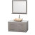 Centra 42 In. Single Vanity in Gray Oak with Solid SurfaceTop with Ivory Sink and 36 In. Mirror