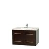 Centra 36 In. Single Vanity in Espresso with White Carrera Top with Square Sink and No Mirror