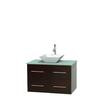 Centra 36 In. Single Vanity in Espresso with Green Glass Top with White Porcelain Sink and No Mirror