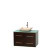 Centra 36 In. Single Vanity in Espresso with Green Glass Top with Ivory Sink and No Mirror
