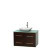 Centra 36 In. Single Vanity in Espresso with Green Glass Top with White Carrera Sink and No Mirror