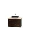 Centra 36 In. Single Vanity in Espresso with Ivory Marble Top with Black Granite Sink and No Mirror