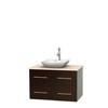 Centra 36 In. Single Vanity in Espresso with Ivory Marble Top with White Carrera Sink and No Mirror