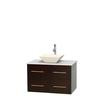 Centra 36 In. Single Vanity in Espresso with Solid SurfaceTop with Bone Porcelain Sink and No Mirror