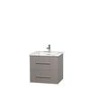 Centra 24 In. Single Vanity in Gray Oak with White Carrera Top with Square Sink and No Mirror