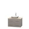 Centra 36 In. Single Vanity in Gray Oak with Ivory Marble Top with White Carrera Sink and No Mirror