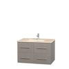 Centra 36 In. Single Vanity in Gray Oak with Ivory Marble Top with Square Sink and No Mirror