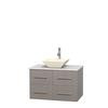 Centra 36 In. Single Vanity in Gray Oak with Solid SurfaceTop with Bone Porcelain Sink and No Mirror