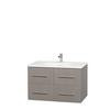 Centra 36 In. Single Vanity in Gray Oak with Solid SurfaceTop with Square Sink and No Mirror