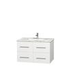 Centra 36 In. Single Vanity in White with White Carrera Top with Square Sink and No Mirror