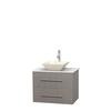 Centra 30 In. Single Vanity in Gray Oak with Solid SurfaceTop with Bone Porcelain Sink and No Mirror