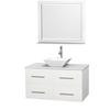Centra 42 In. Single Vanity in White with Solid SurfaceTop with White Porcelain Sink and 36 In. Mirror
