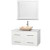 Centra 42 In. Single Vanity in White with Solid SurfaceTop with Ivory Sink and 36 In. Mirror
