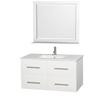 Centra 42 In. Single Vanity in White with Solid SurfaceTop with Square Sink and 36 In. Mirror