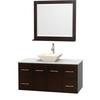 Centra 48 In. Single Vanity in Espresso with White Carrera Top with Bone Porcelain Sink and 36 In. Mirror