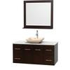 Centra 48 In. Single Vanity in Espresso with White Carrera Top with Ivory Sink and 36 In. Mirror