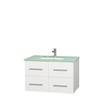 Centra 36 In. Single Vanity in White with Green Glass Top with Square Sink and No Mirror