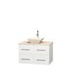 Centra 36 In. Single Vanity in White with Ivory Marble Top with Bone Porcelain Sink and No Mirror