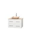 Centra 36 In. Single Vanity in White with Ivory Marble Top with Ivory Sink and No Mirror