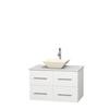 Centra 36 In. Single Vanity in White with Solid SurfaceTop with Bone Porcelain Sink and No Mirror