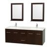 Centra 60 In. Double Vanity in Espresso with Solid SurfaceTop with Square Sink and 24 In. Mirror