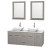 Centra 60 In. Double Vanity in Gray Oak, White Carrera Top, White Porcelain Sinks and 24 In. Mirrors