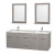Centra 60 In. Double Vanity in Gray Oak with White Carrera Top with Square Sink and 24 In. Mirror