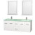 Centra 60 In. Double Vanity in White with Green Glass Top with Square Sink and 24 In. Mirror