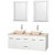 Centra 60 In. Double Vanity in White with Ivory Marble Top with Bone Porcelain Sinks and 24 In. Mirrors
