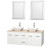 Centra 60 In. Double Vanity in White with Ivory Marble Top with White Porcelain Sinks and 24 In. Mirrors