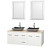 Centra 60 In. Double Vanity in White with Ivory Marble Top with Black Granite Sinks and 24 In. Mirrors