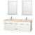 Centra 60 In. Double Vanity in White with Ivory Marble Top with Square Sink and 24 In. Mirror