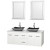 Centra 60 In. Double Vanity in White with Solid SurfaceTop with Black Granite Sinks and 24 In. Mirrors