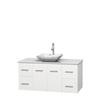 Centra 48 In. Single Vanity in White with Solid SurfaceTop with White Carrera Sink and No Mirror