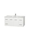 Centra 48 In. Single Vanity in White with White Carrera Top with Square Sink and No Mirror