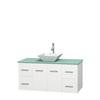 Centra 48 In. Single Vanity in White with Green Glass Top with White Porcelain Sink and No Mirror