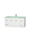 Centra 48 In. Single Vanity in White with Green Glass Top with Square Sink and No Mirror