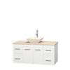 Centra 48 In. Single Vanity in White with Ivory Marble Top with Bone Porcelain Sink and No Mirror