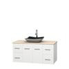 Centra 48 In. Single Vanity in White with Ivory Marble Top with Black Granite Sink and No Mirror