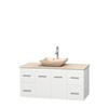 Centra 48 In. Single Vanity in White with Ivory Marble Top with Ivory Sink and No Mirror