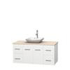 Centra 48 In. Single Vanity in White with Ivory Marble Top with White Carrera Sink and No Mirror