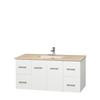 Centra 48 In. Single Vanity in White with Ivory Marble Top with Square Sink and No Mirror